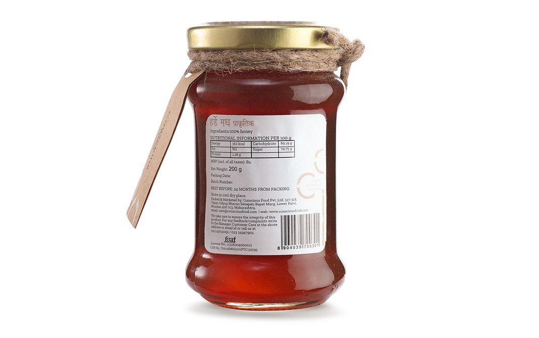 Conscious Food Harde Honey Natural    Glass Jar  200 grams